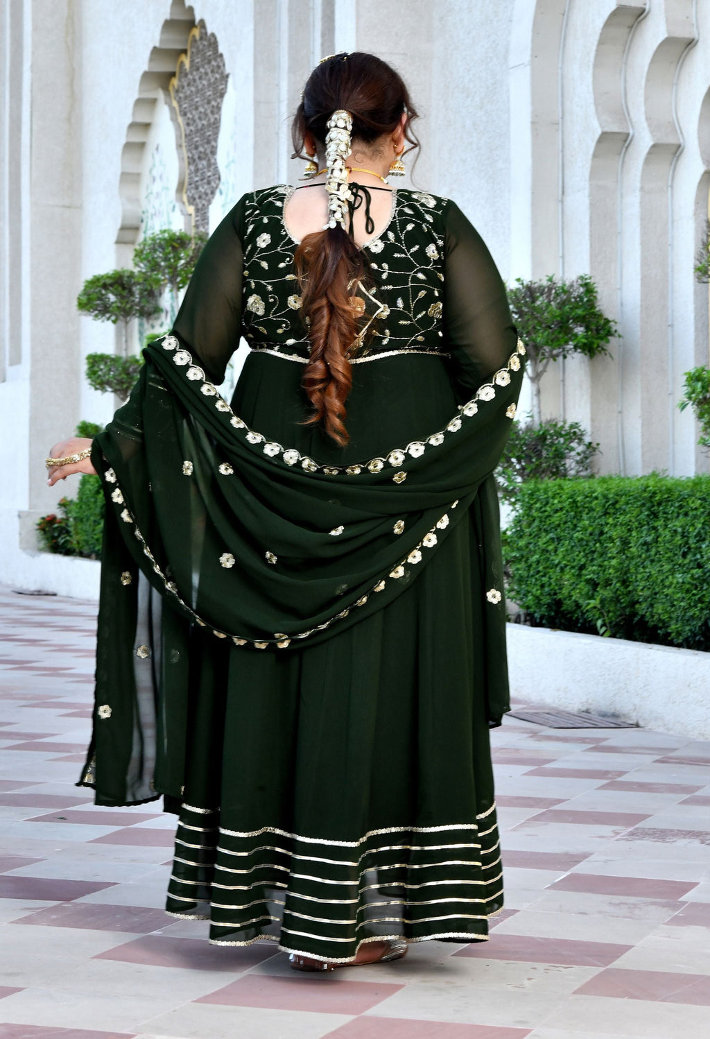 Noor Mahal Embroidered Georgette Anarkali Set With Dupatta