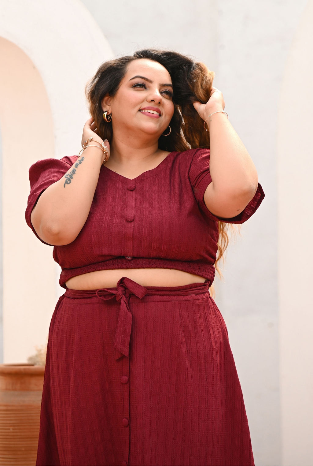Plus Size Rust Top and Skirt Co-ord Set