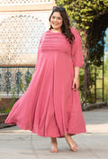 Plus Size Charming Pink Rayon Pintuck Dress
