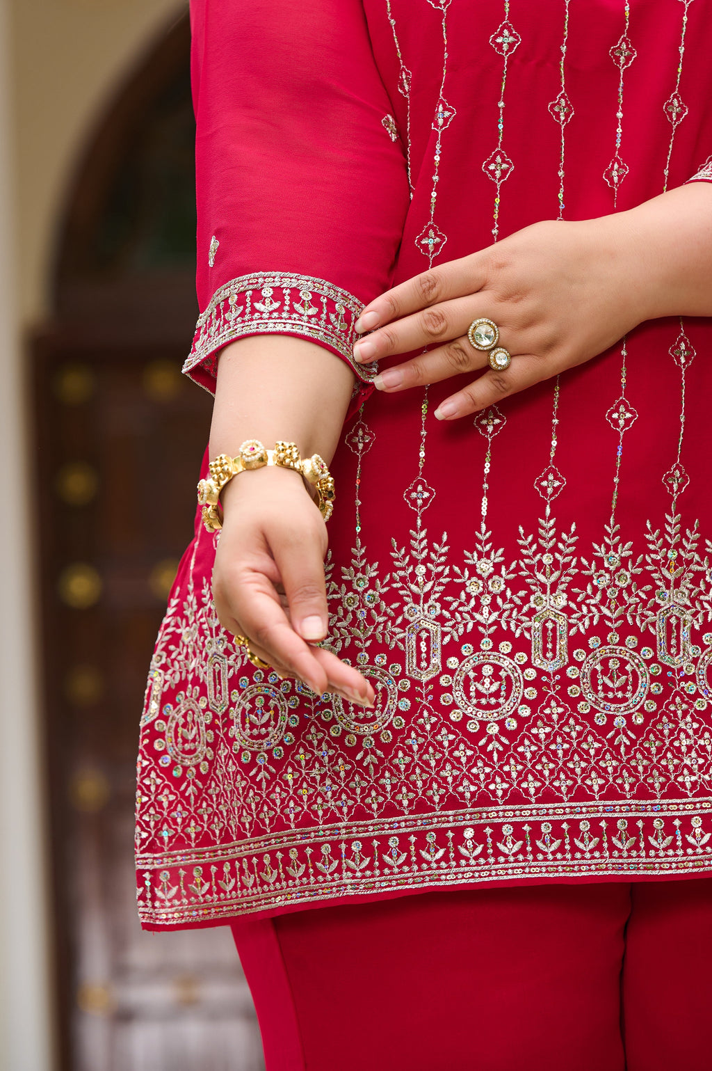 Plus Size Fiza Rani Pink Embroidered Co-ord Set