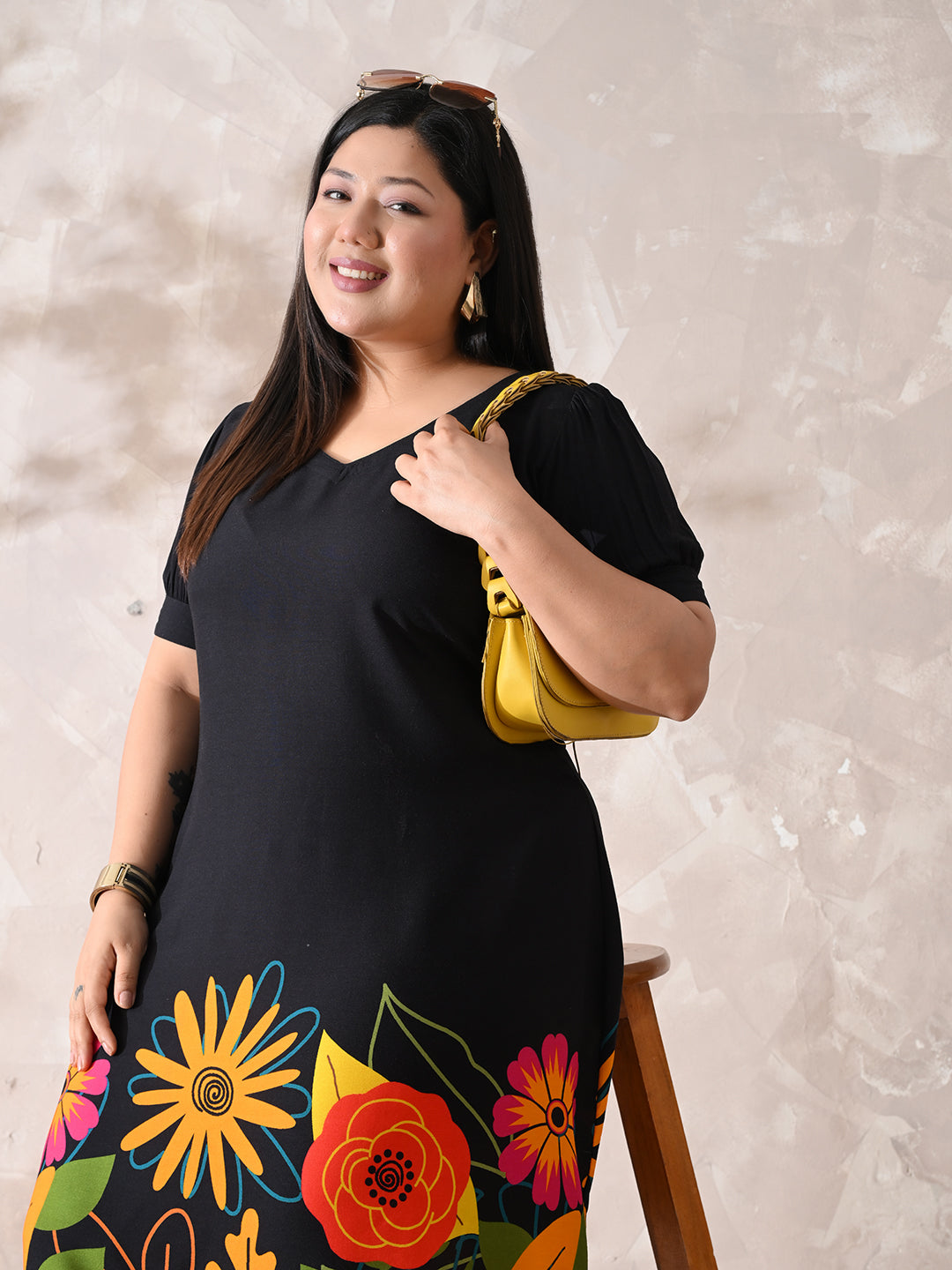 Bold Bloom Printed Rayon Dress