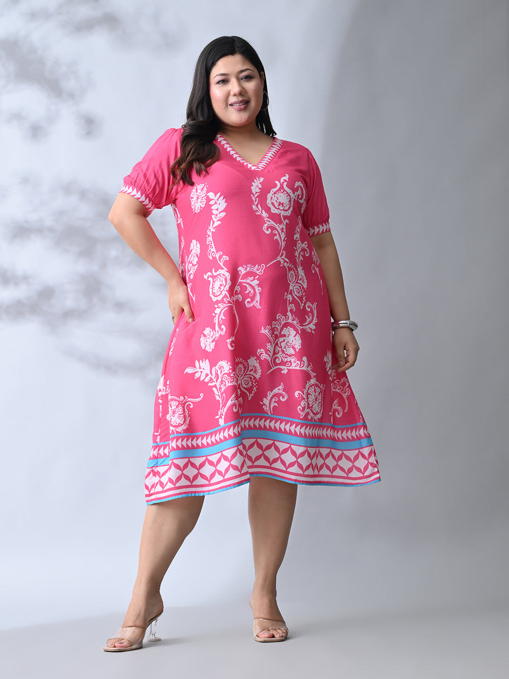 Candy Pink Charm Rayon Dress
