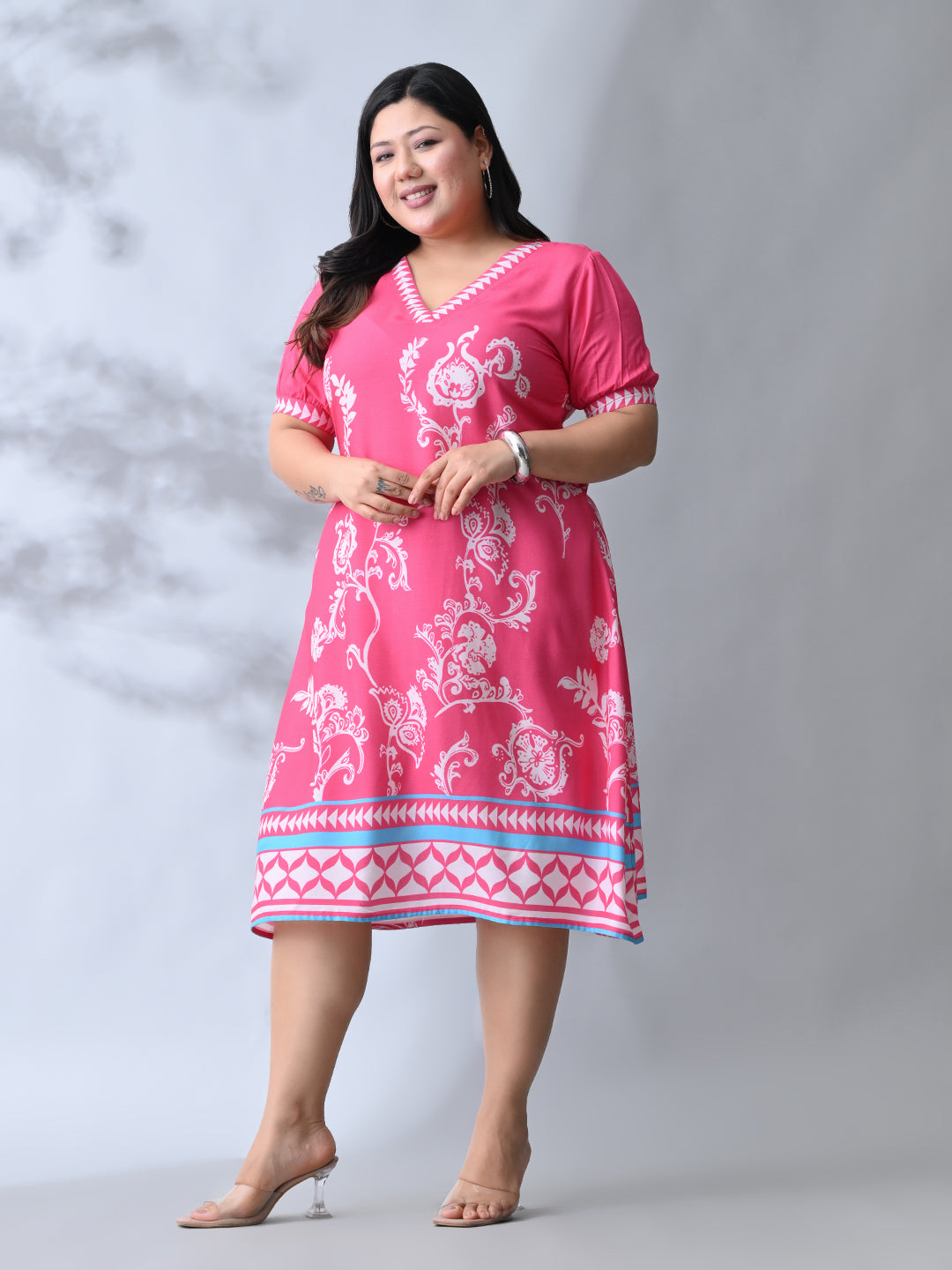 Candy Pink Charm Rayon Dress