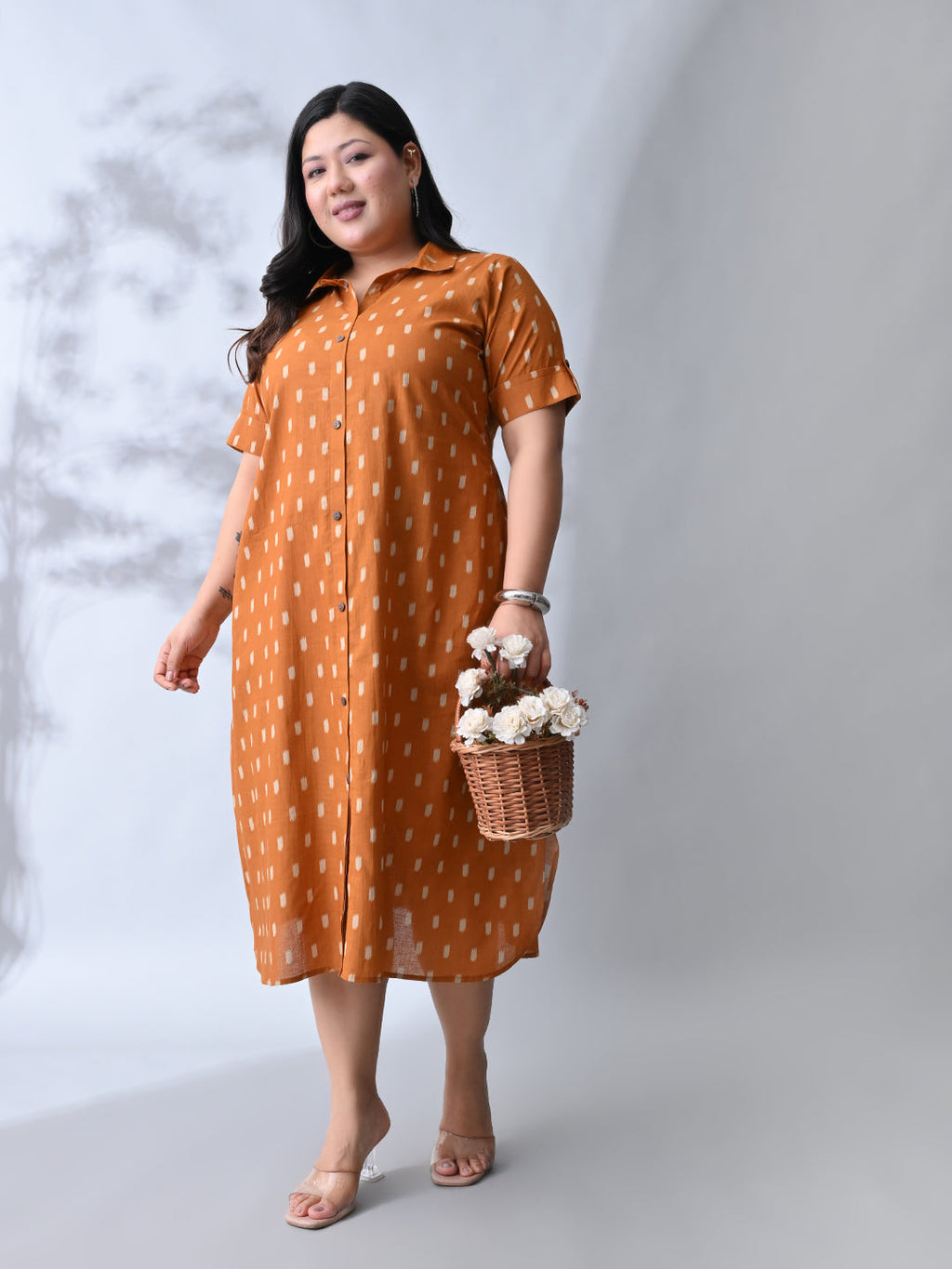 Sunset Muse Premium Cotton Shirt Dress with Easy Fit