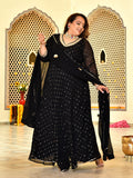Royal Black Mukaish Georgette Anarkali with Dupatta