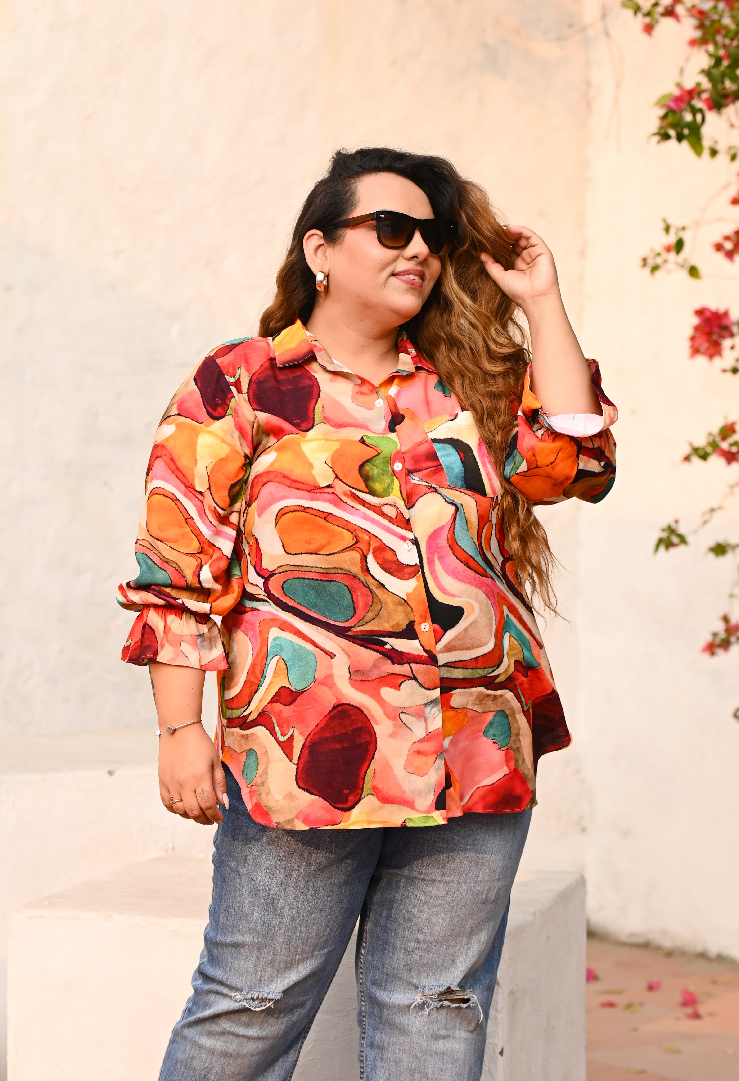 Plus Size Boho Swirl Abstract Shirt | Desinoor