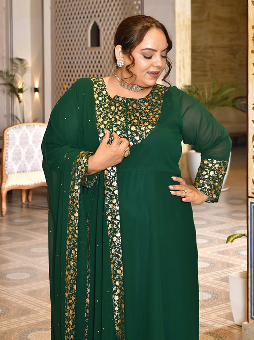Emerald Bloom Georgette Anarkali with Dupatta