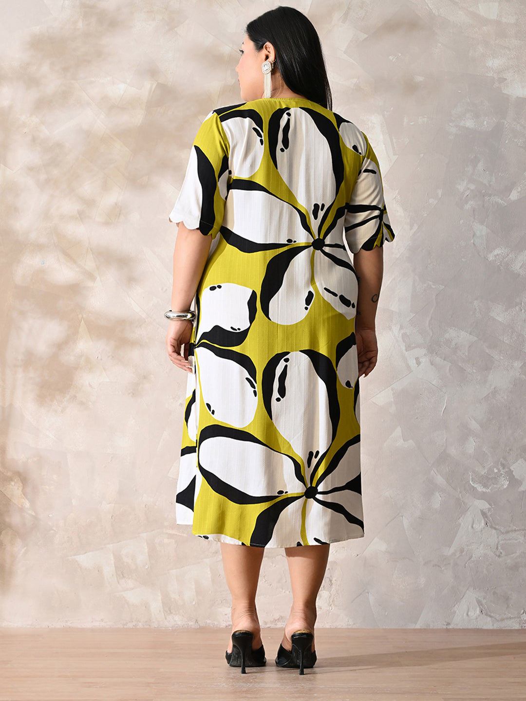 Sunlit Bloom Printed Rayon Dress