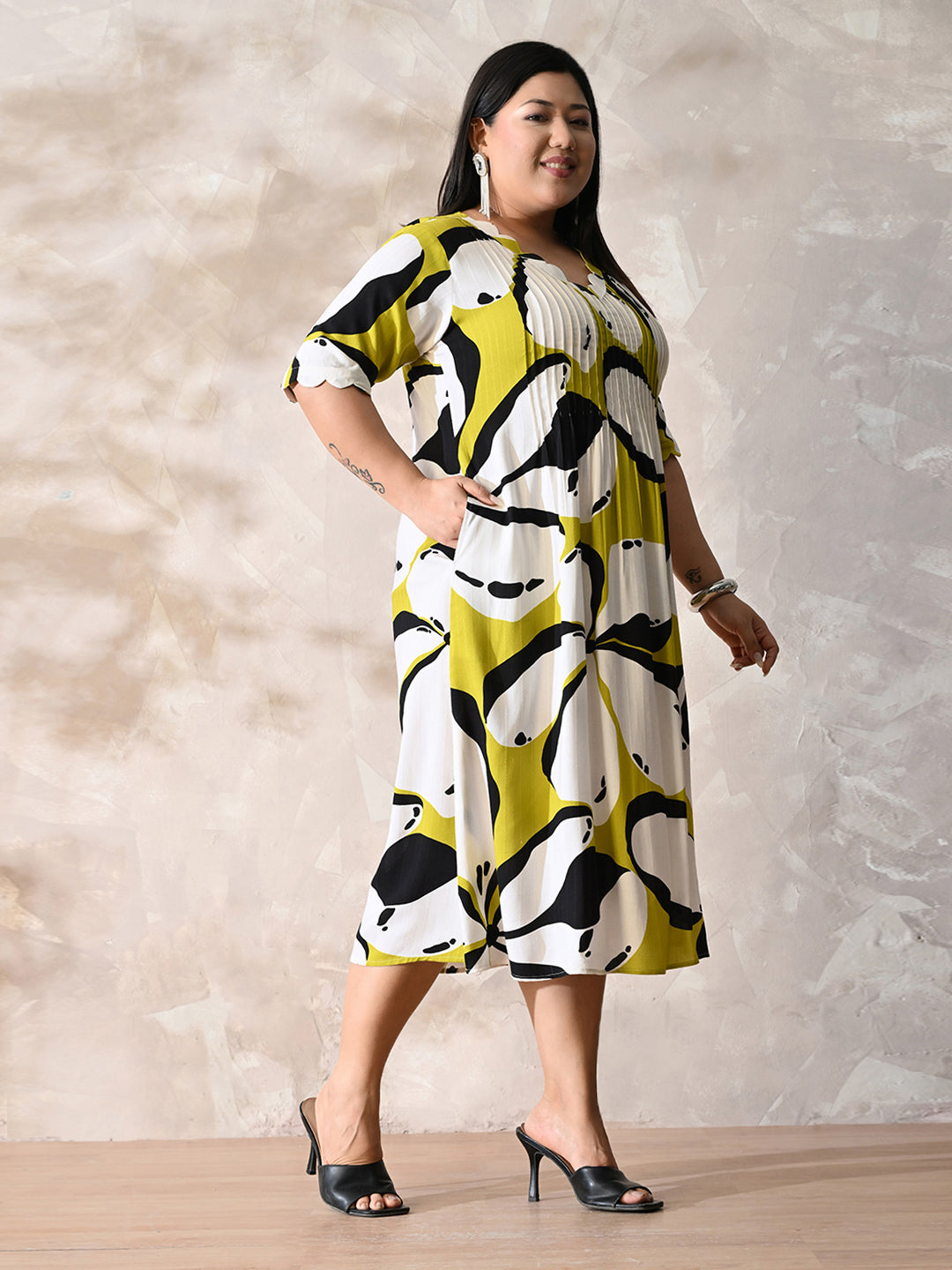 Sunlit Bloom Printed Rayon Dress