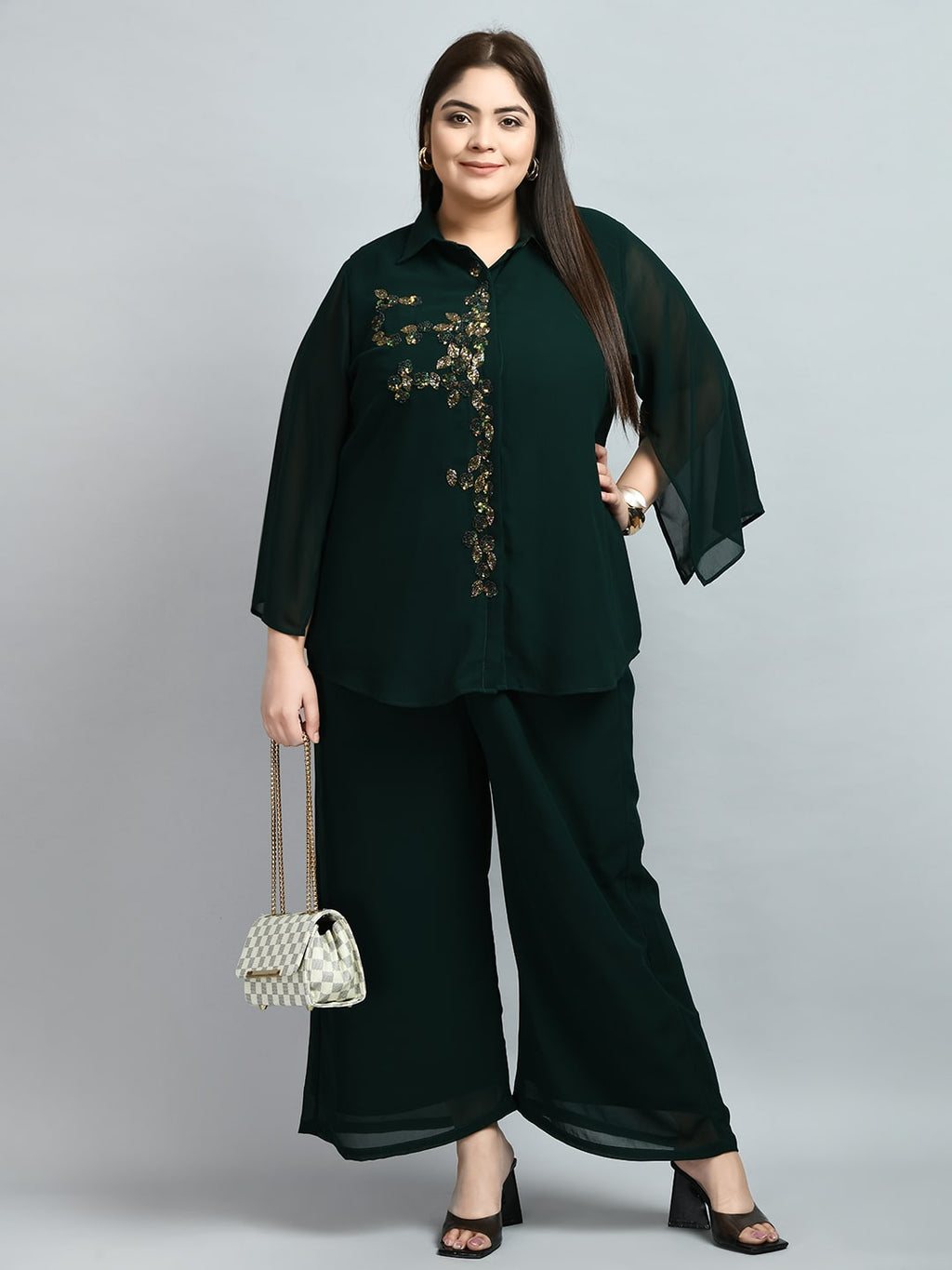 Plus Size Royal  Bottle Green Co-ord Set