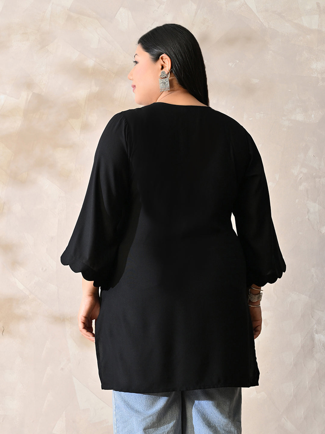 Midnight Muse Luxe Relaxed Fit Scalloped Kurta