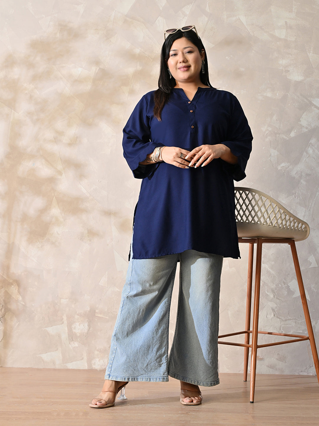 Celeste Navy Luxe Everyday Rayon Kurta