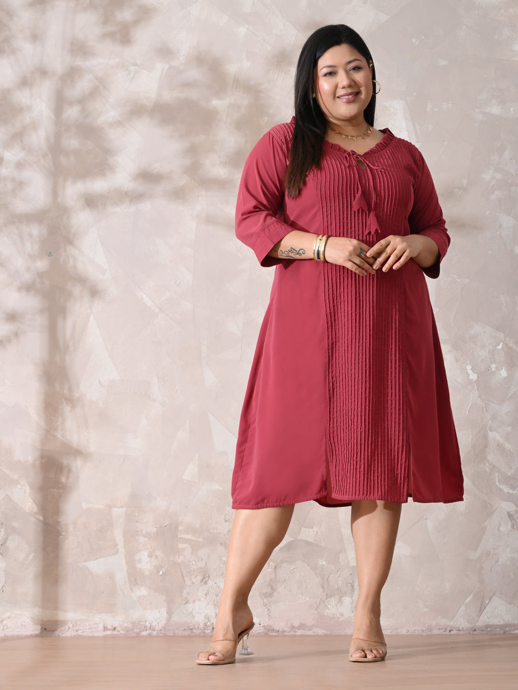 Ruby Essence Pintuck Crepe Dress