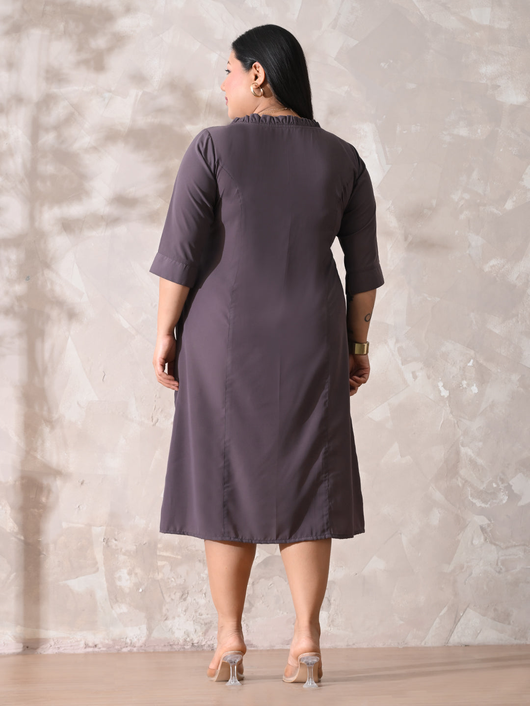 Dusky Lavender Luxe Pintuck Crepe Dress