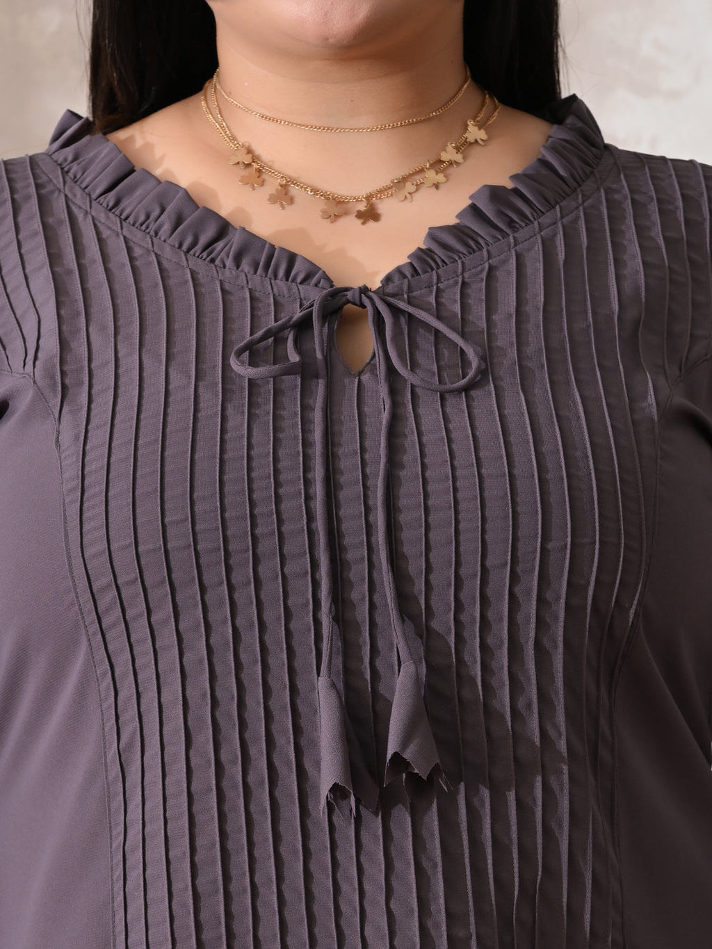 Dusky Lavender Luxe Pintuck Crepe Dress